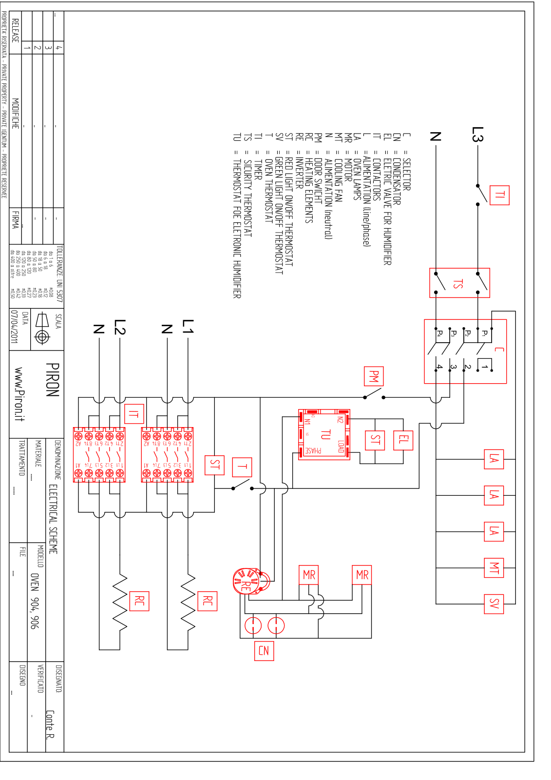 Apach OVEN 904, OVEN 906 ELECTRICAL SCHEME