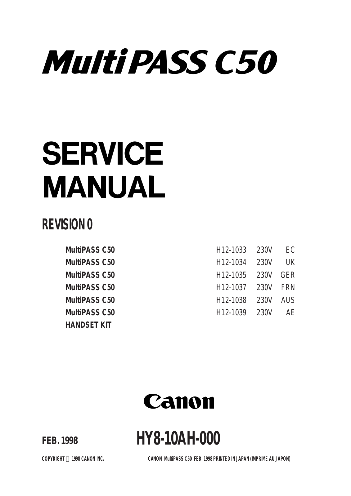 Canon C50 Service manual