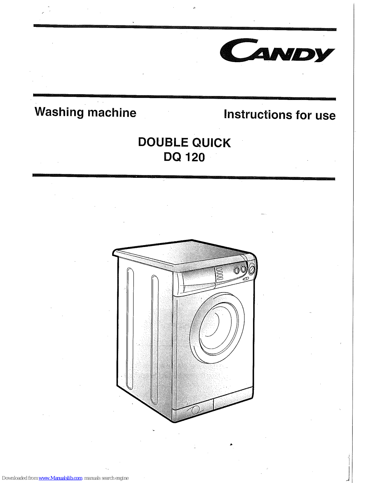 Candy DQ 120, Double Quick DQ 120 Instructions For Use Manual