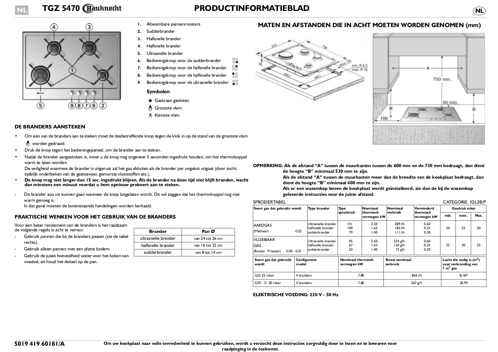 Whirlpool TGZ 5470 IXL, TGZ 5470 IN PROGRAM CHART