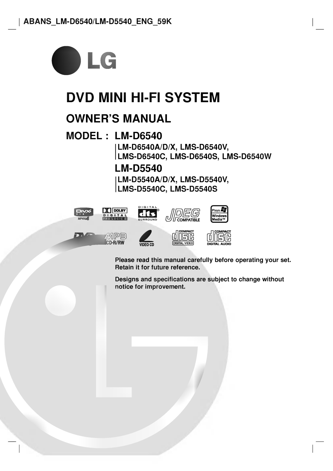 LG LM-D6540A Owner’s Manual