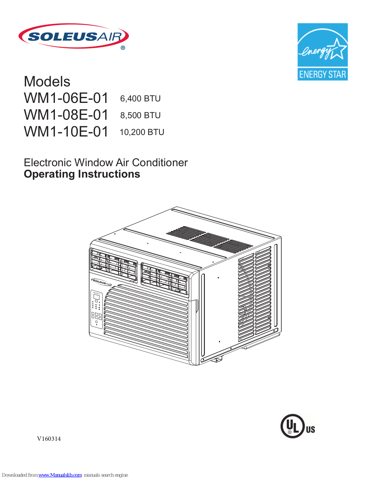 Soleus Air WM1-06E-01, WM1-08E-01, WM1-10E-01 Operating Instructions Manual