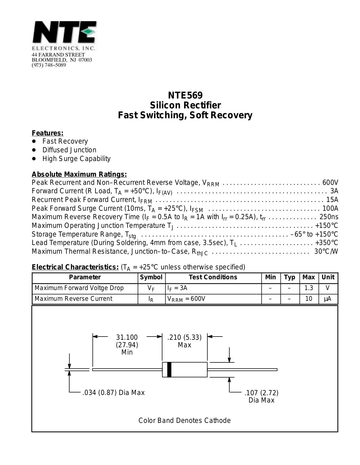 Datasheet NTE569 Datasheet (NTE) - ManualMachine.com
