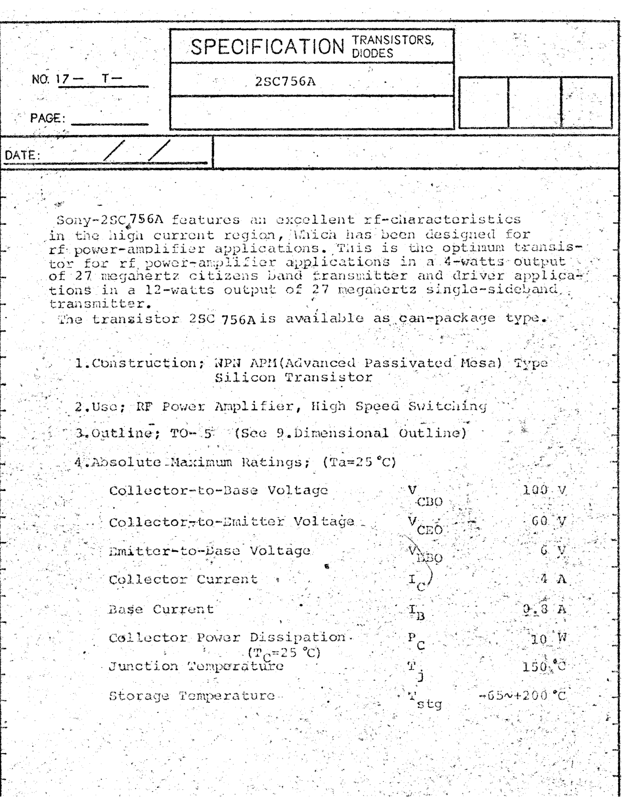 Datasheets 2SC756A Datasheet - ManualMachine.com