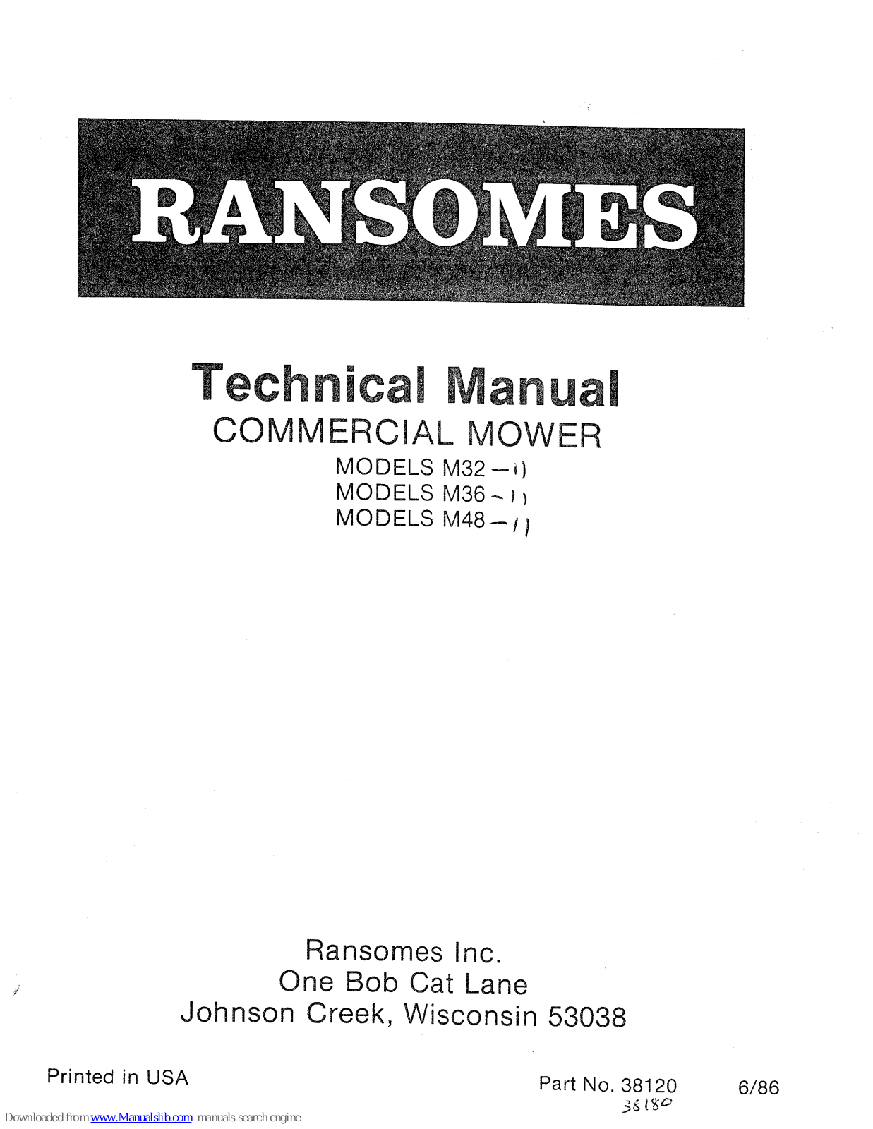 Ransomes M32, M36, M48 Technical Manual - ManualMachine.com