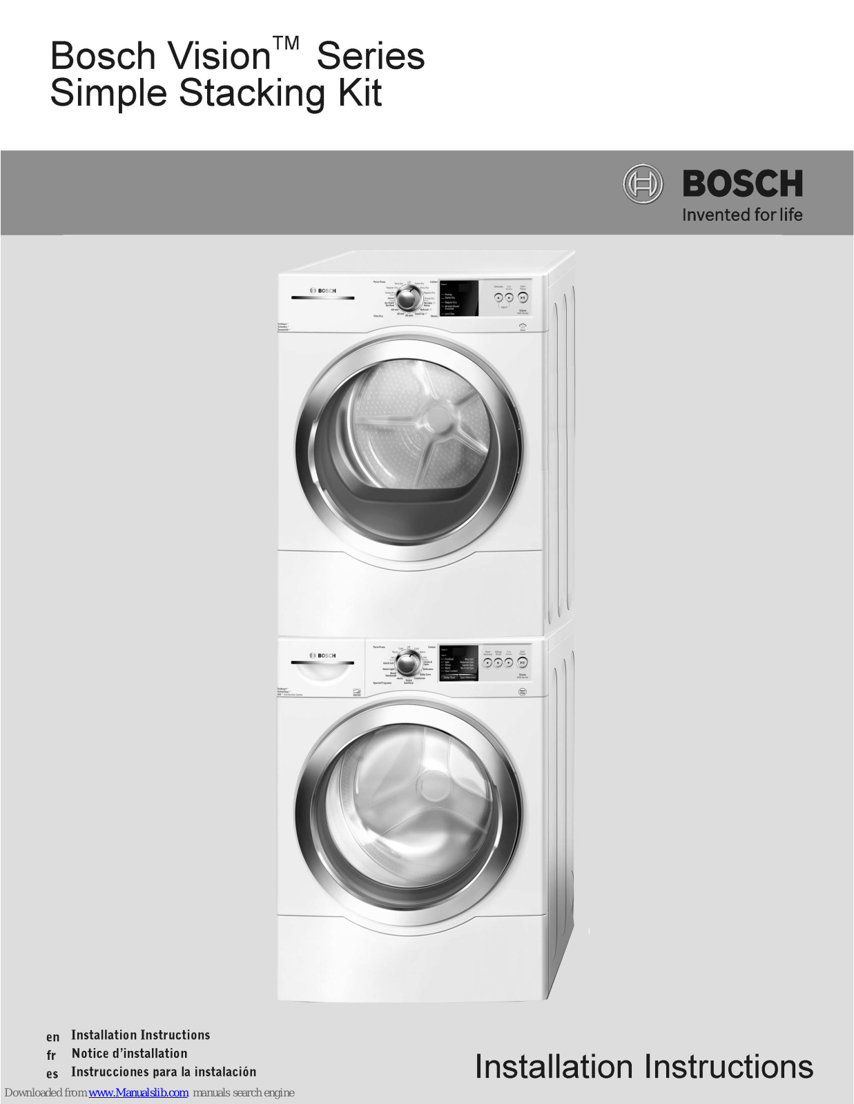 Bosch WTVC5330US Installation Instructions Manual