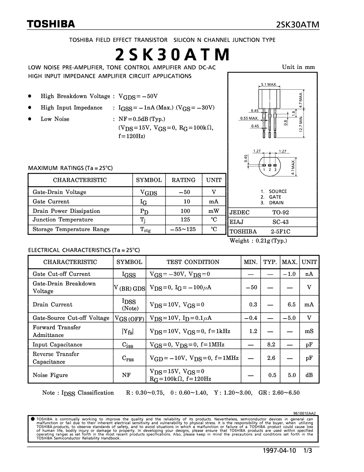 Datasheet 2SK30 Specification - ManualMachine.com