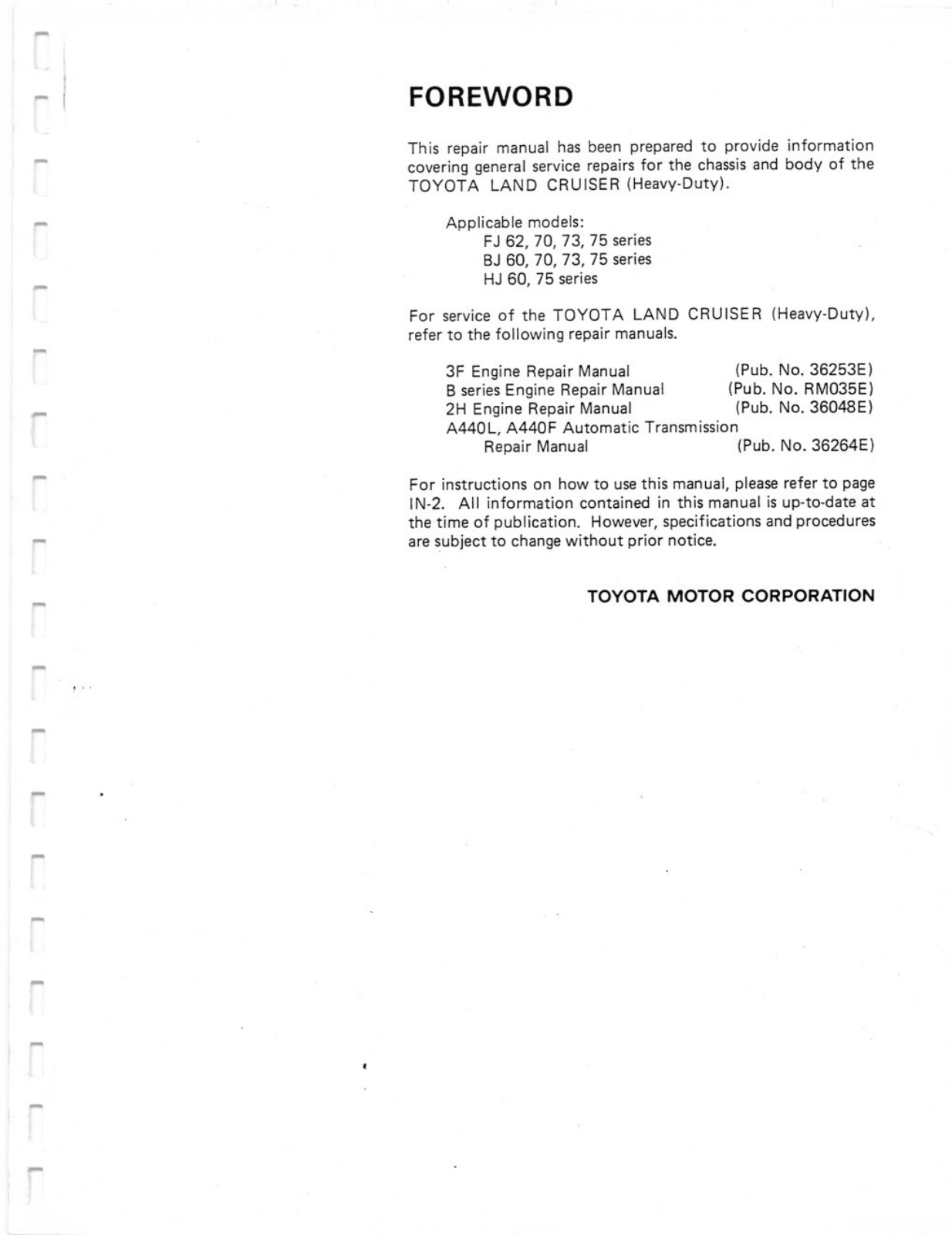 Toyota LAND CRUISER 1994 User Manual