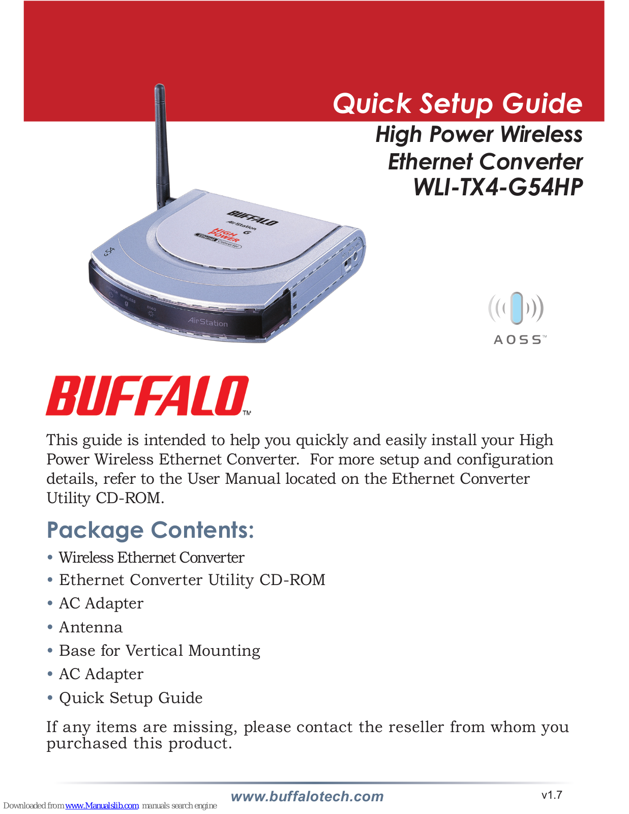 Buffalo AirStation Turbo G High Power WLI-TX4-G54HP Quick Setup Manual