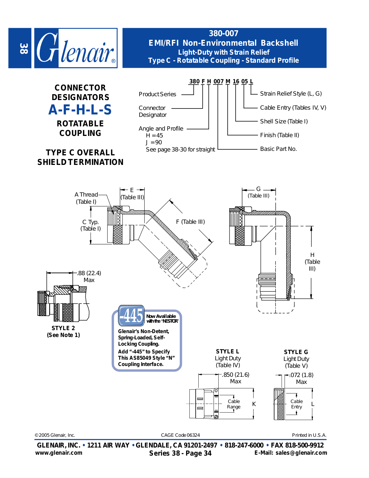 Glenair 380-007 Service Manual