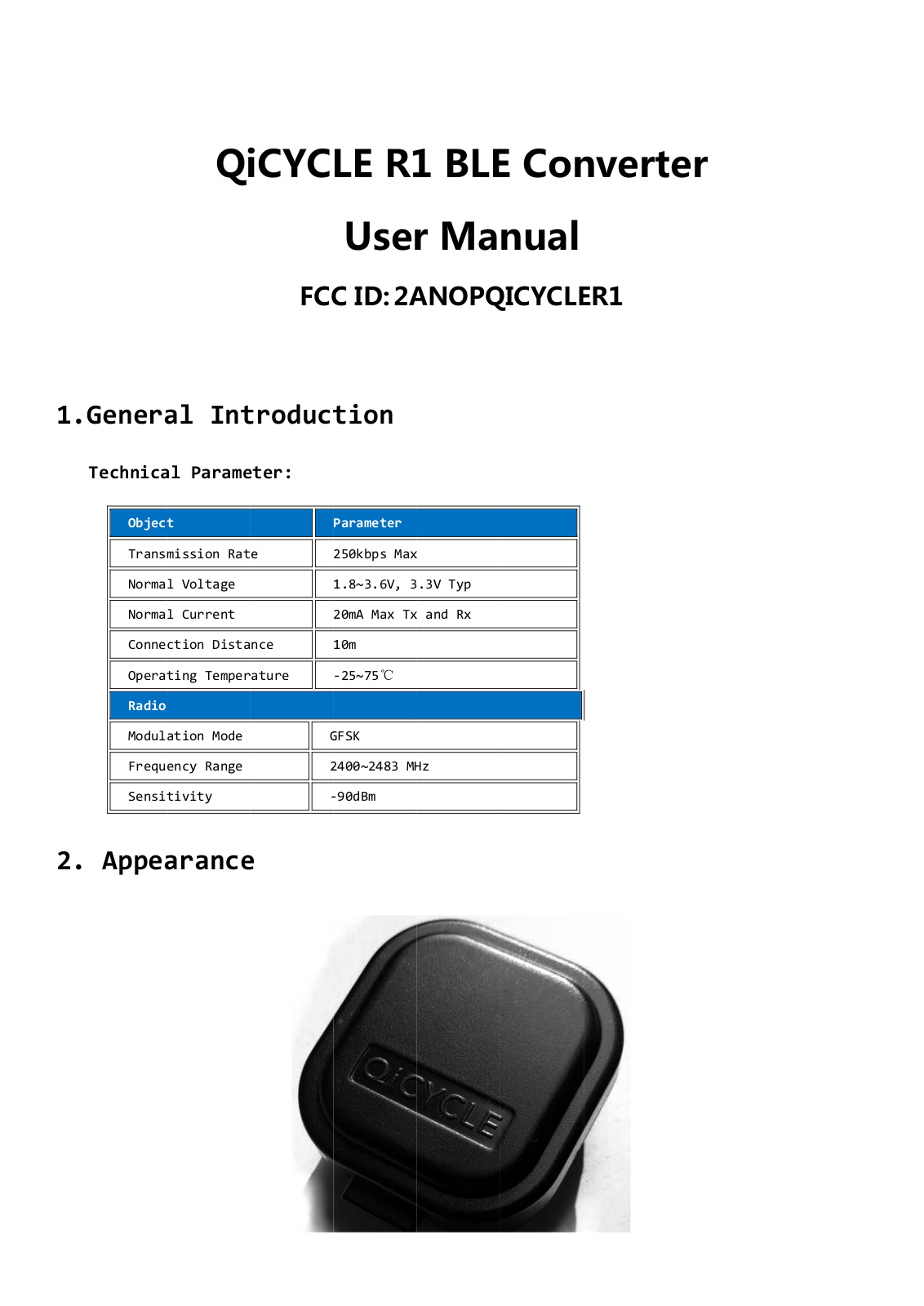 iRiding QICYCLER1 User Manual