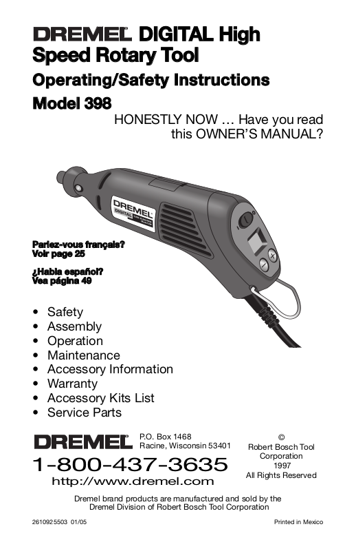 Dremel 398 User Manual