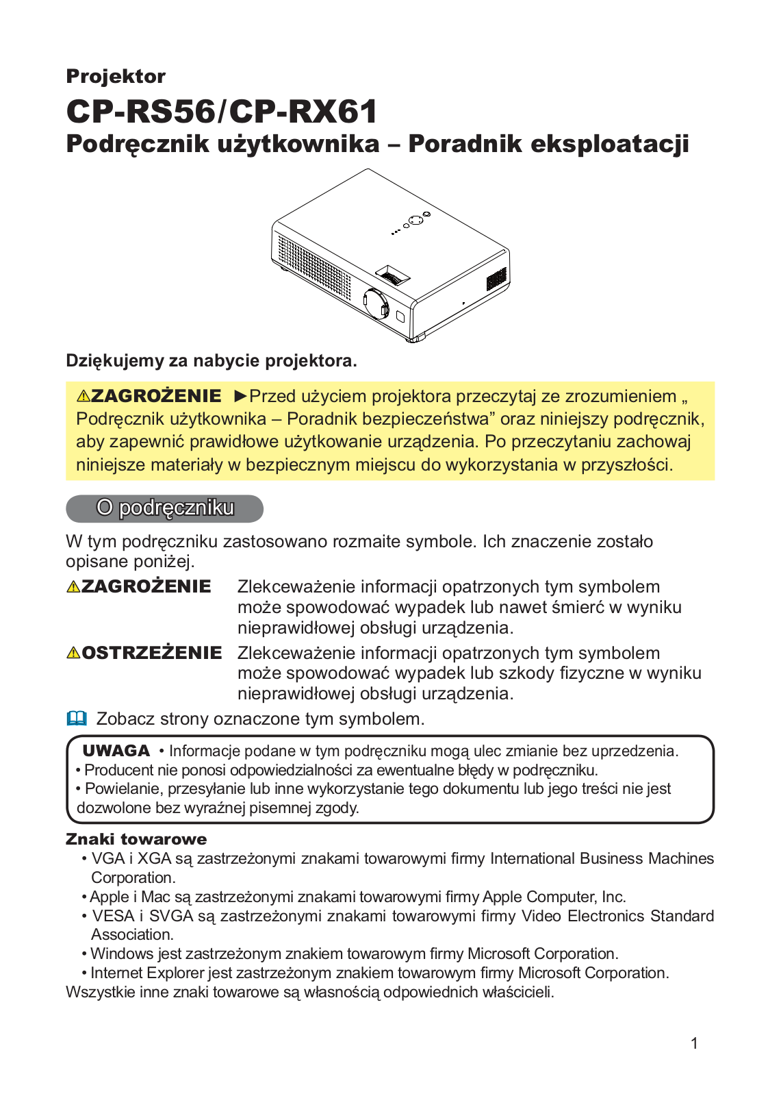 Hitachi CP-RS56W, CP-RX61W User Manual