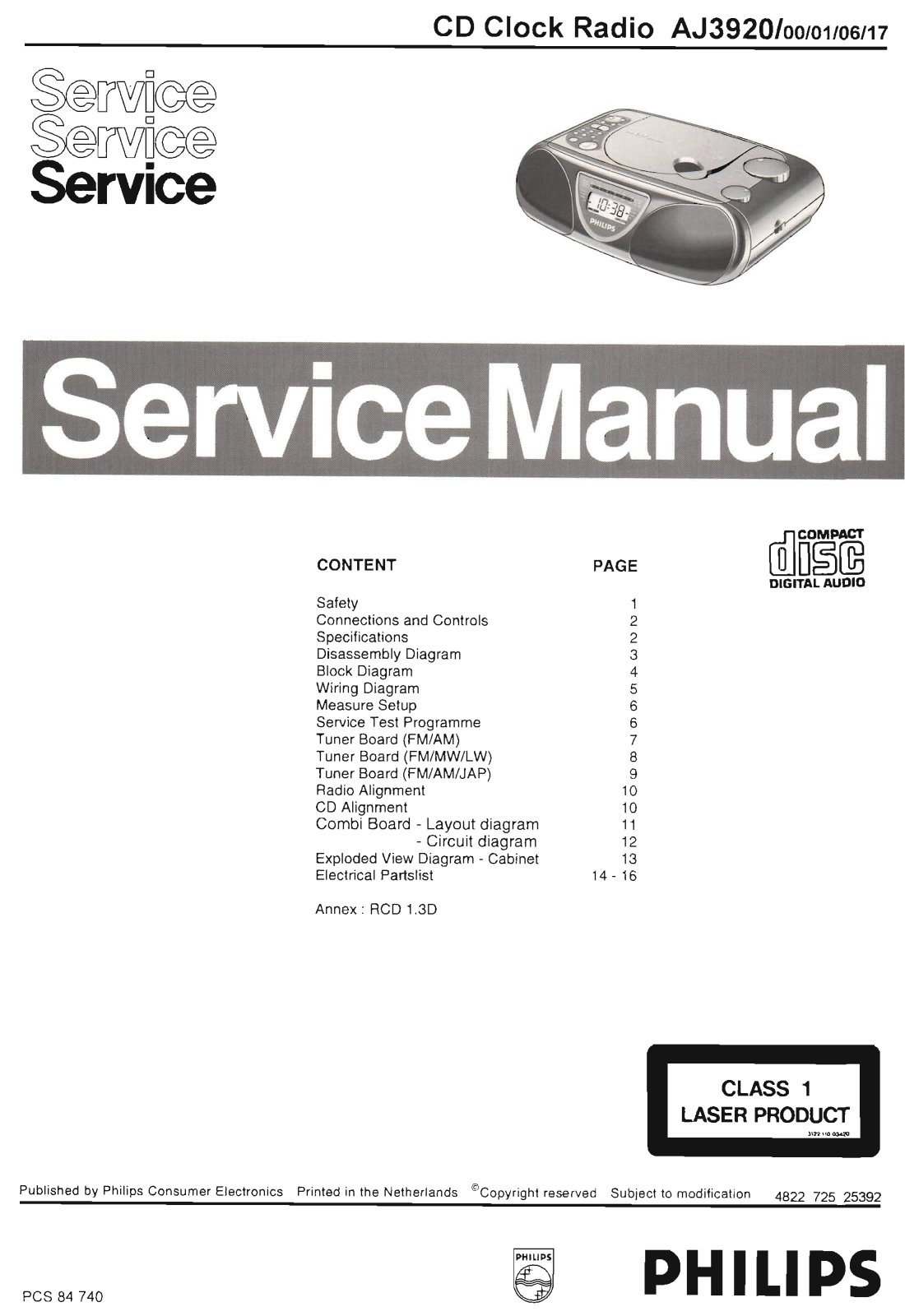 Philips AJ-3920 Service Manual