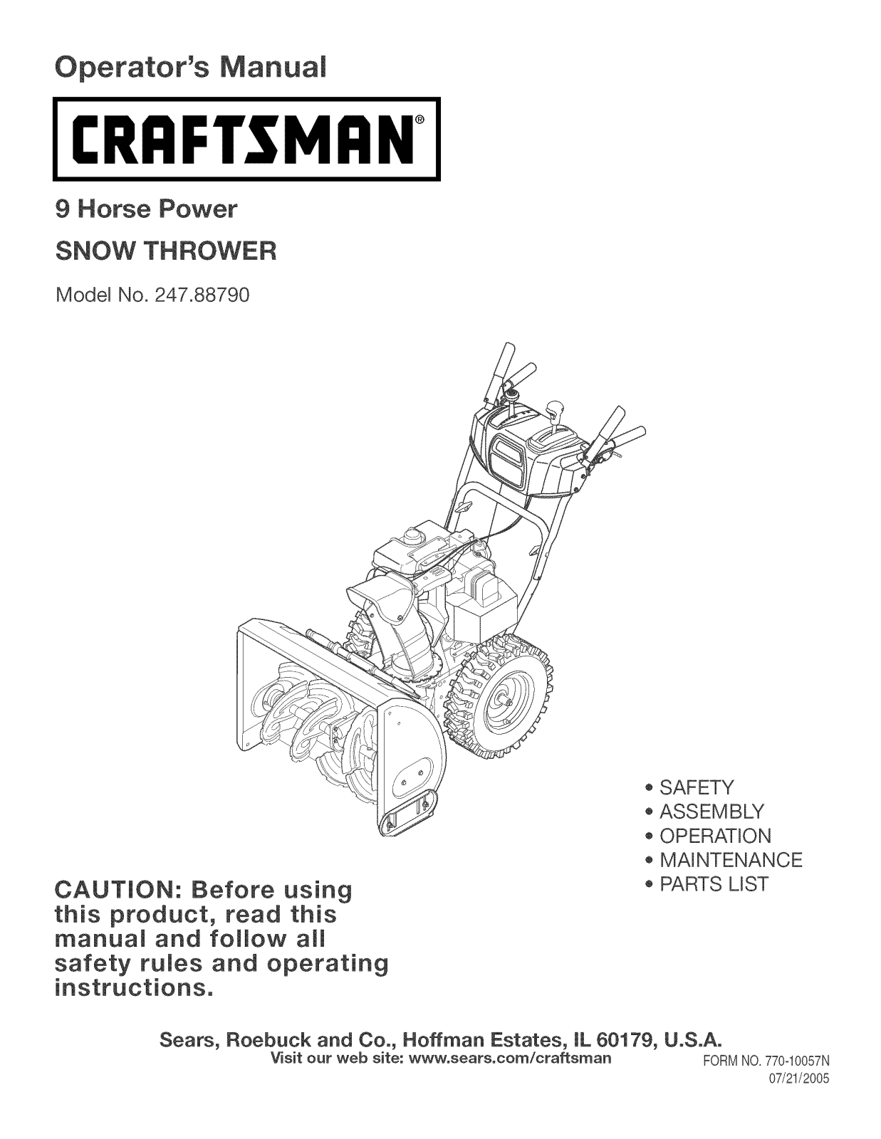 Craftsman 247887900G Owner’s Manual