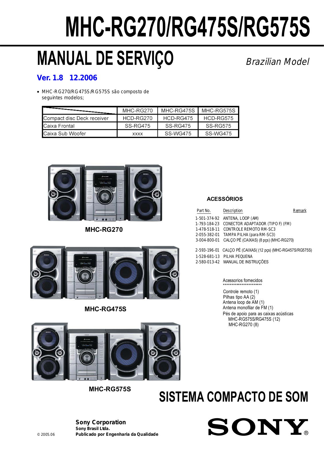 Sony MHC-RG270, MHC-RG475S, MHC-RG575S Diagram