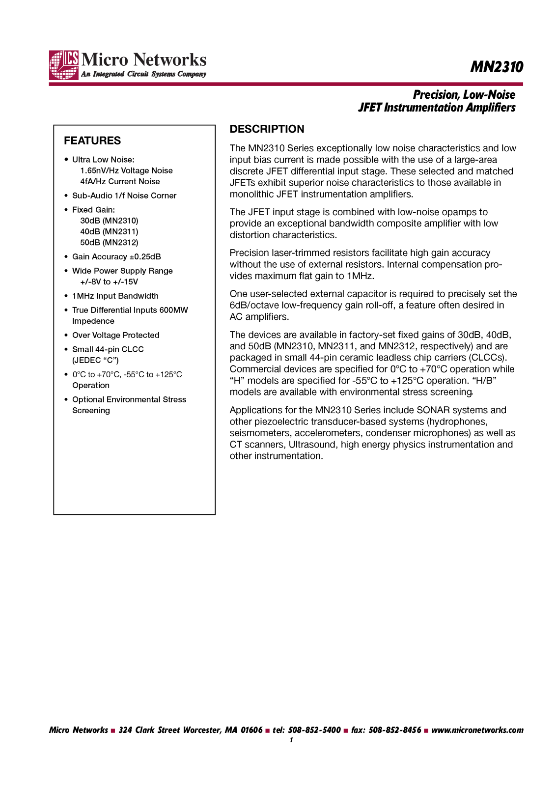 Micronetworks MN2310H, MN2312, MN2312H, MN2312H-B, MN2311H Datasheet