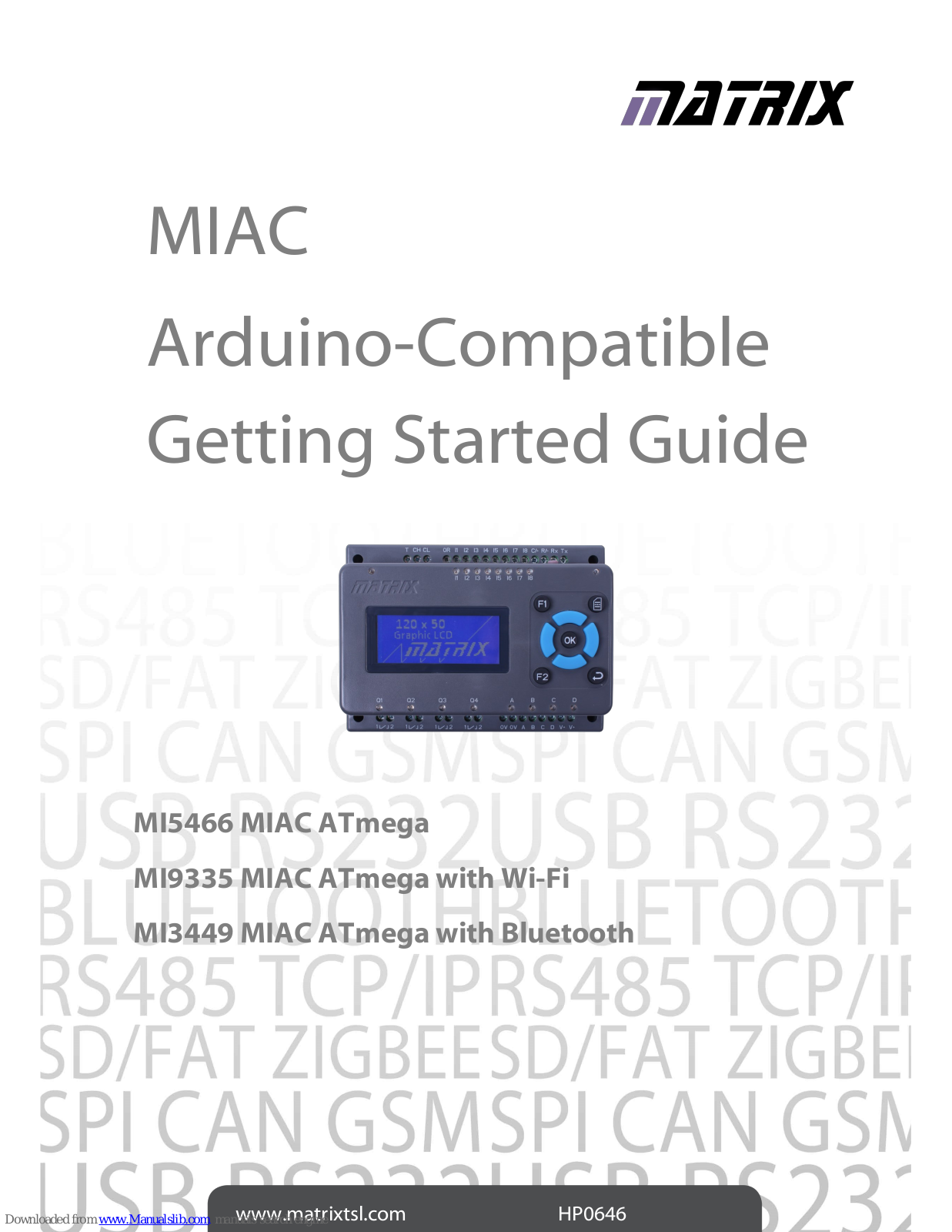 Matrix MI5466 MIAC ATmega, MI9335 MIAC ATmega, MI3449 MIAC ATmega User Manual