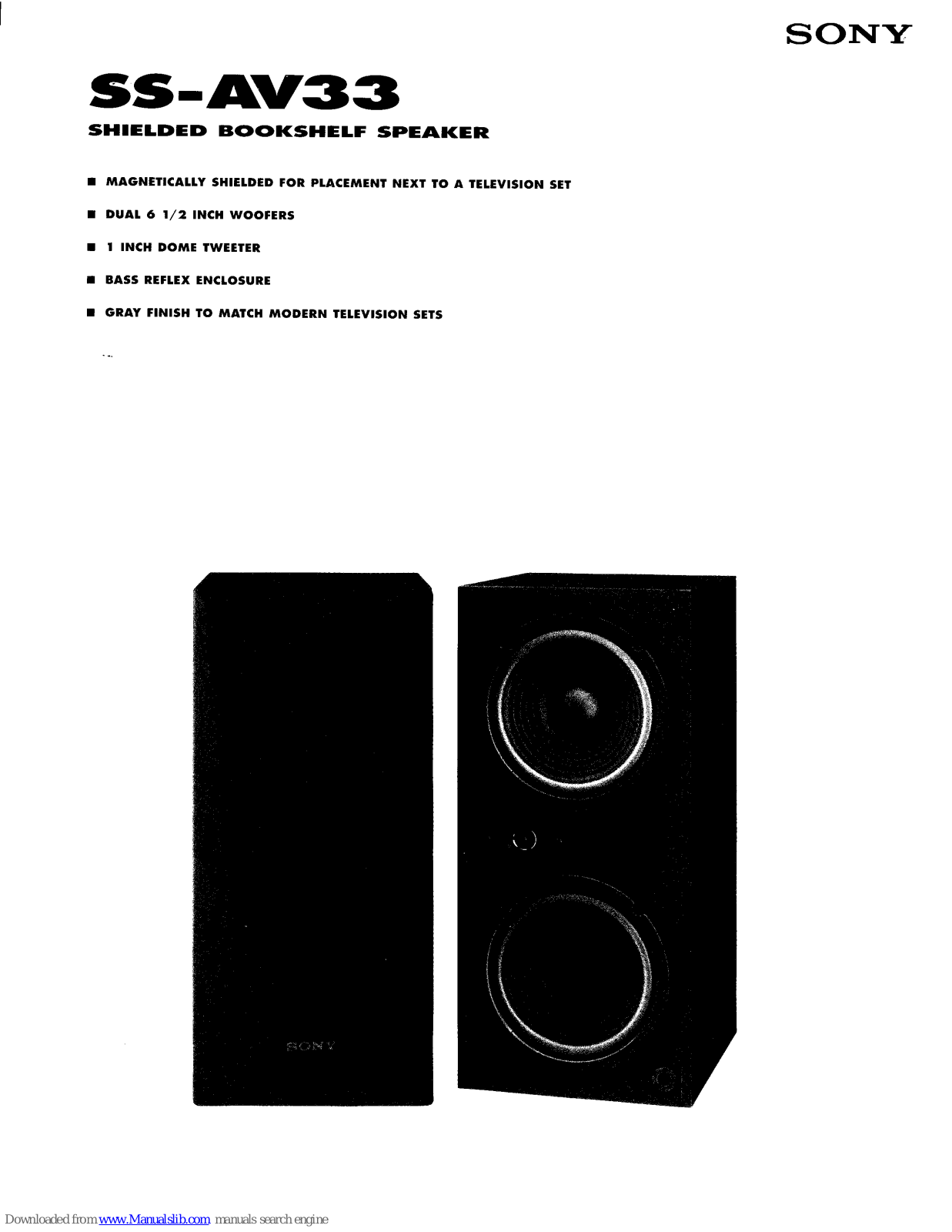 Sony SS-AV33 Marketing Specification Sheet