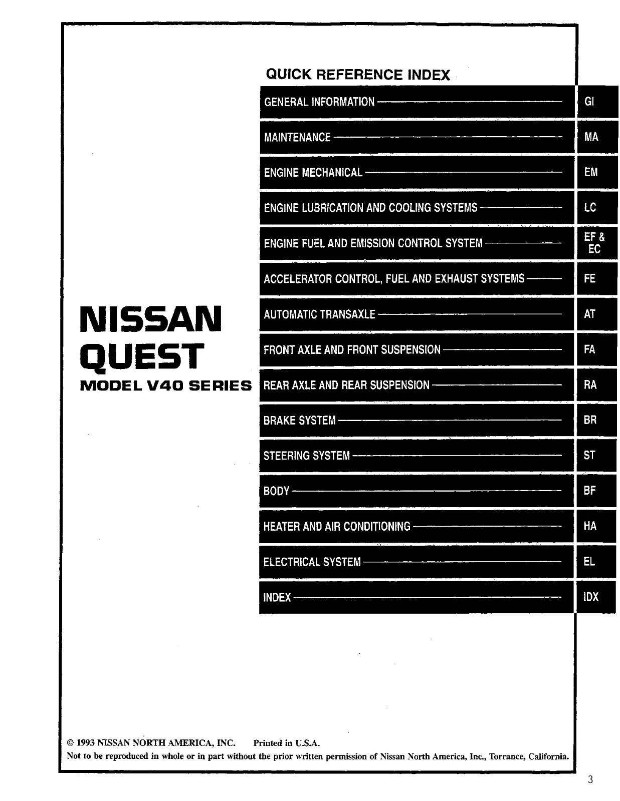 Nissan Quest 1994 User Manual