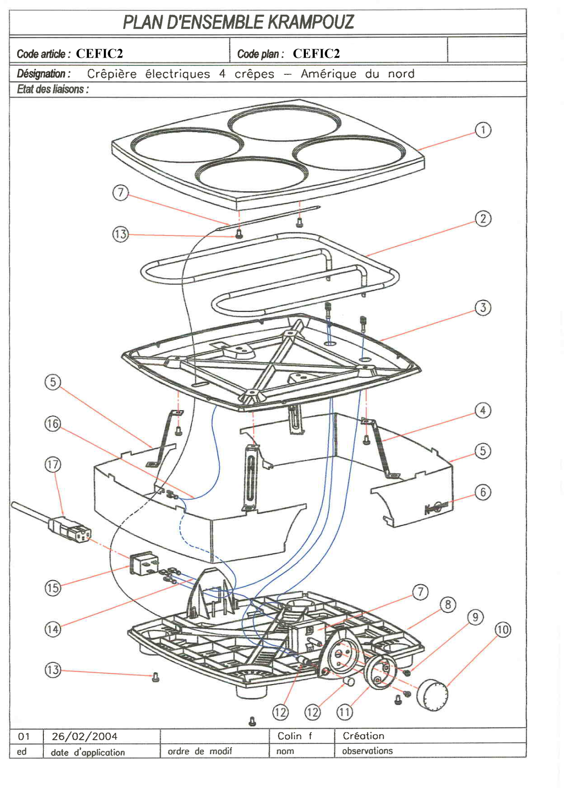 Krampouz-Eurodib CEFIA2 Parts List