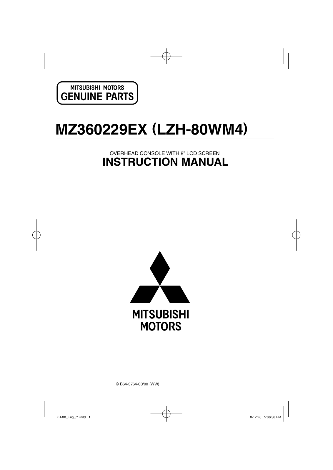 Mitsubishi MZ360229EX User Manual