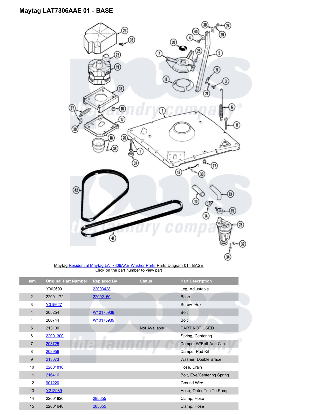 Maytag LAT7306AAE Parts Diagram