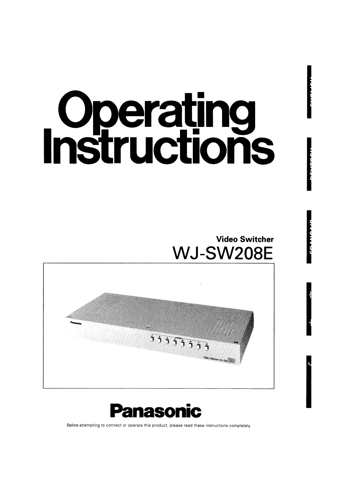 Panasonic WJSW208 Operating Instructions