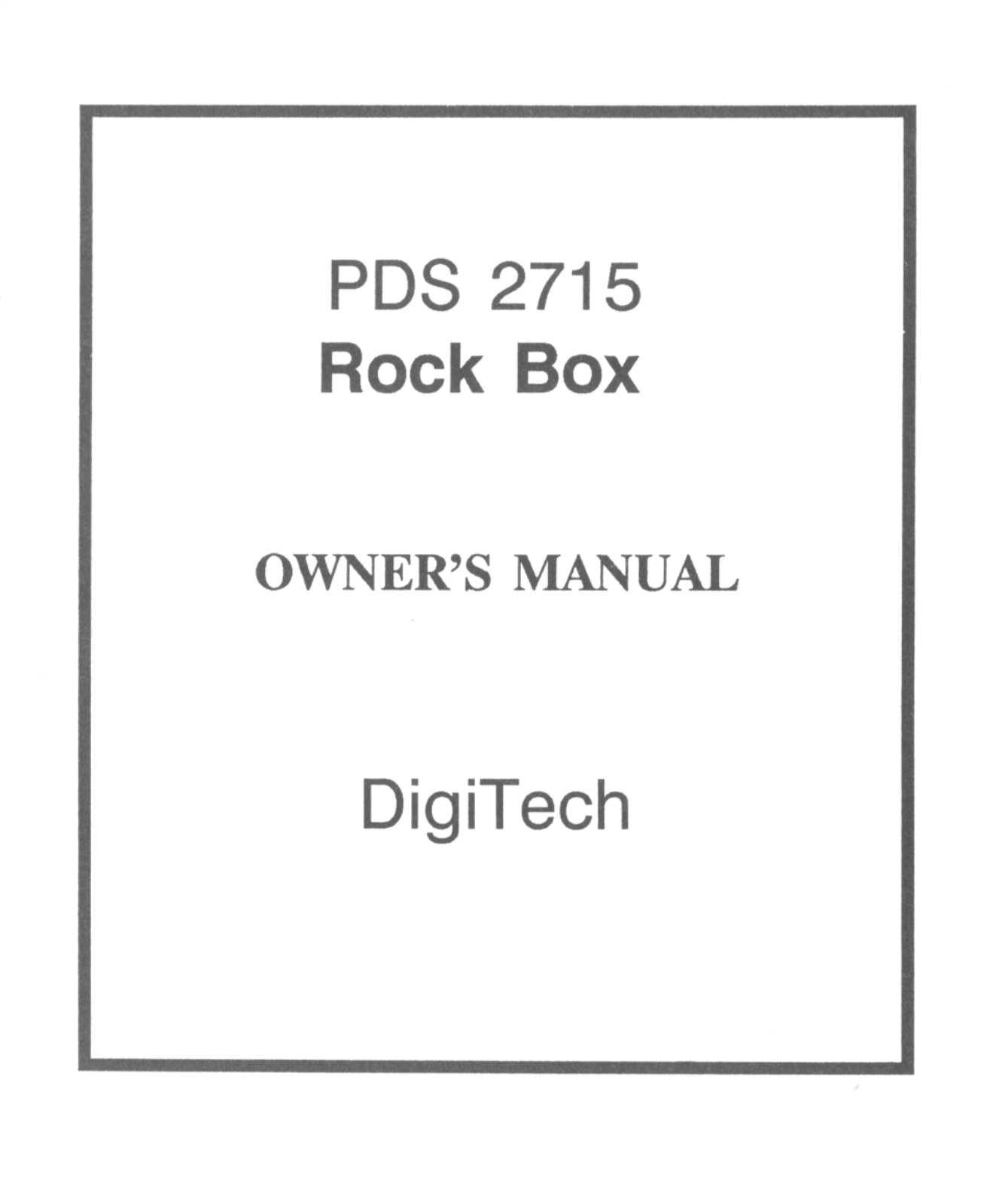 DigiTech PDS2715 User Manual