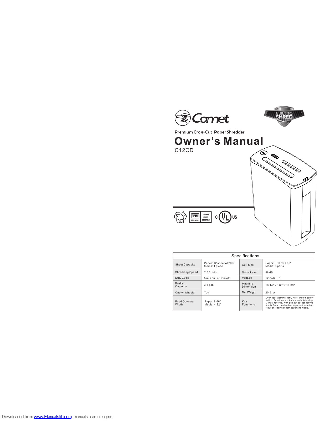 Comet C12CD Owner's Manual