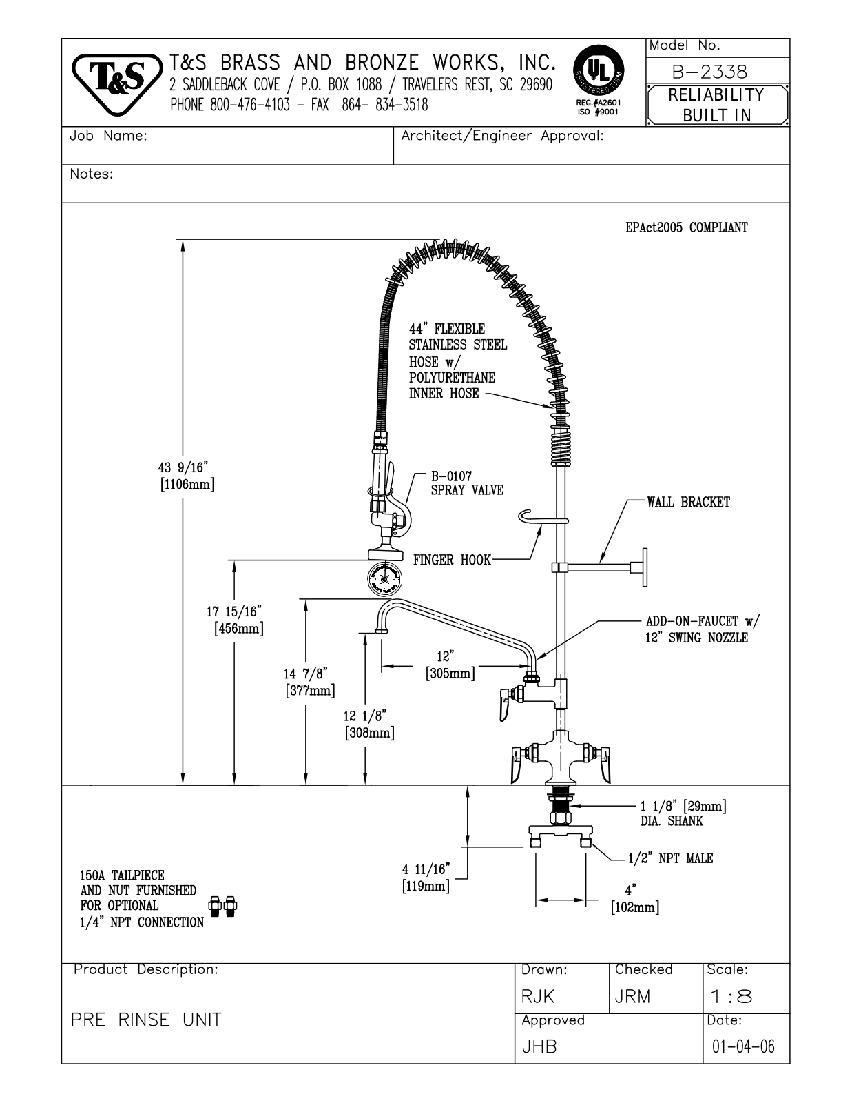 T & S Brass & Bronze Works B-2338 General Manual