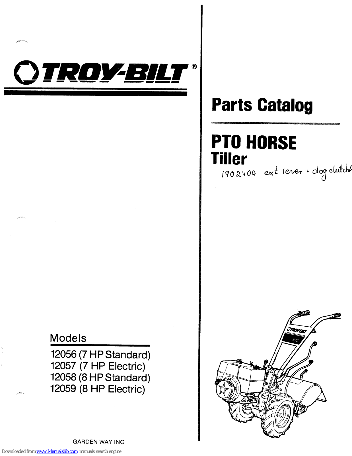 Troy-Bilt Horse 12056, Horse 12057, Horse 12058, Horse 12059 Parts Catalog