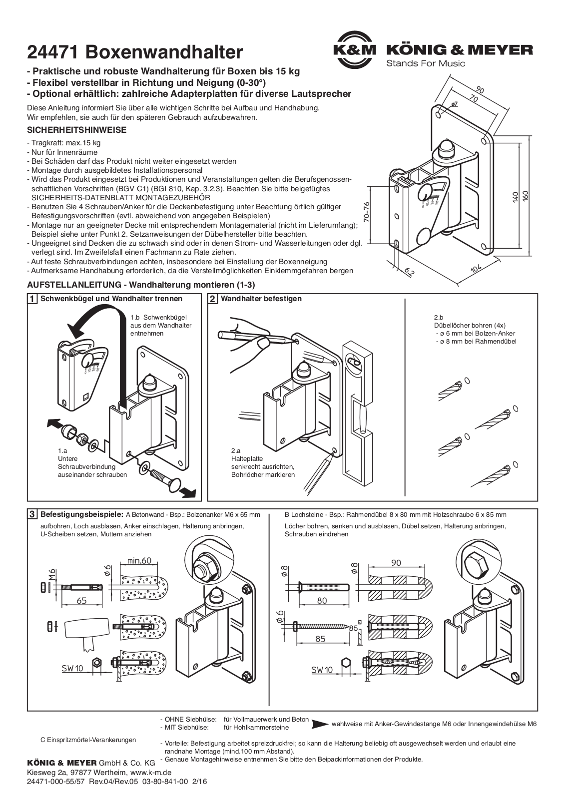 Konig & Meyer 24471 Specification