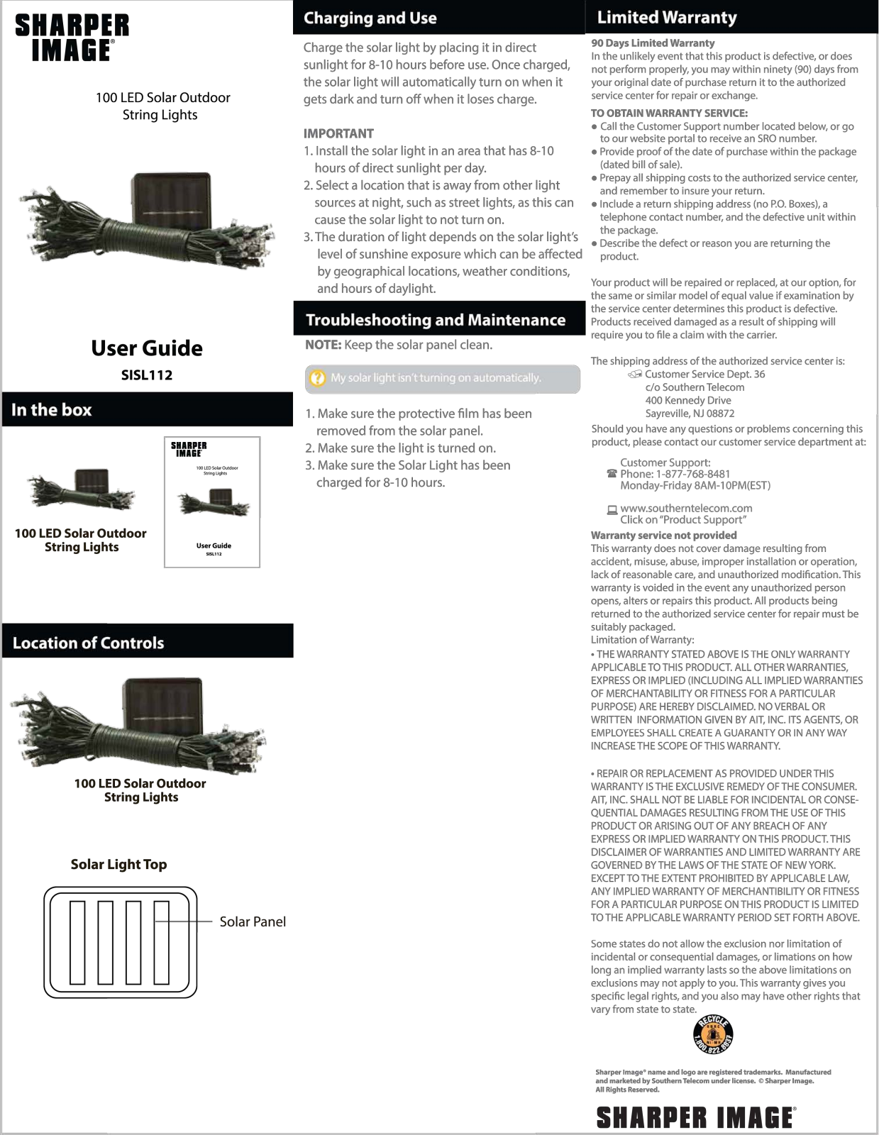 Sharper image SISL112 User Manual