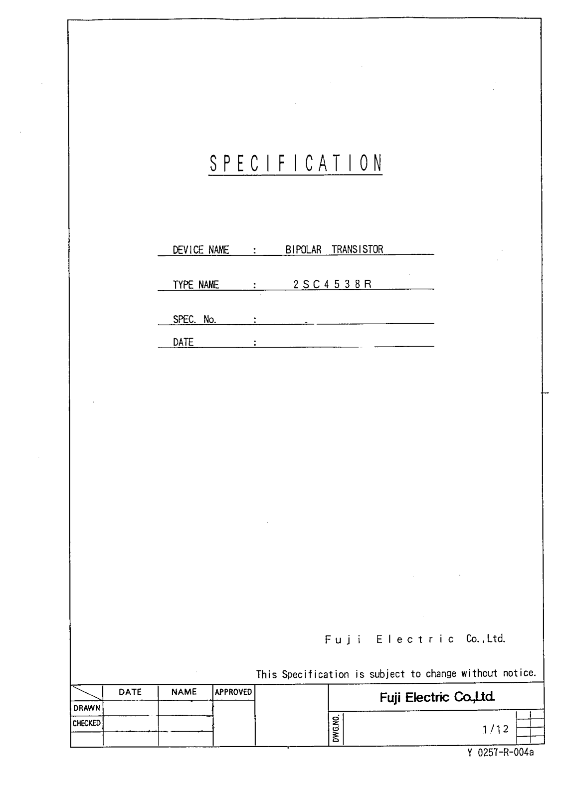 CALLM 2SC4538R Datasheet