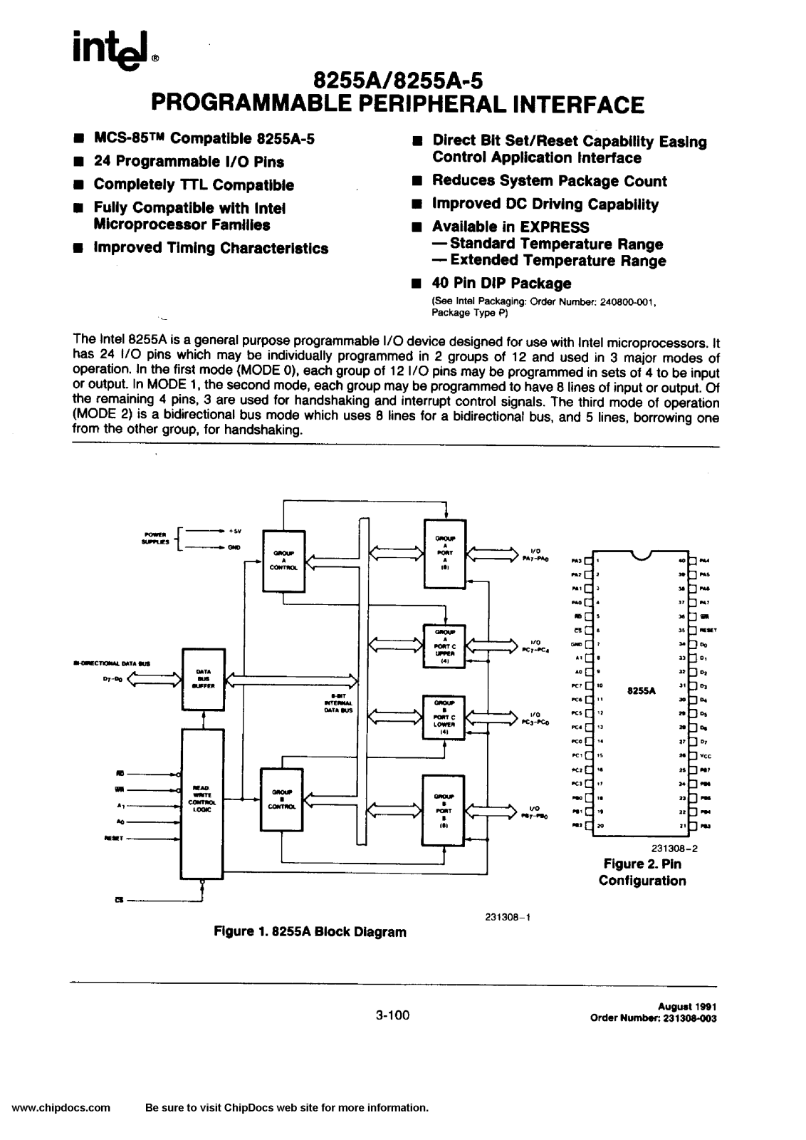 Intel Corporation 8255A-5, 8255A Datasheet