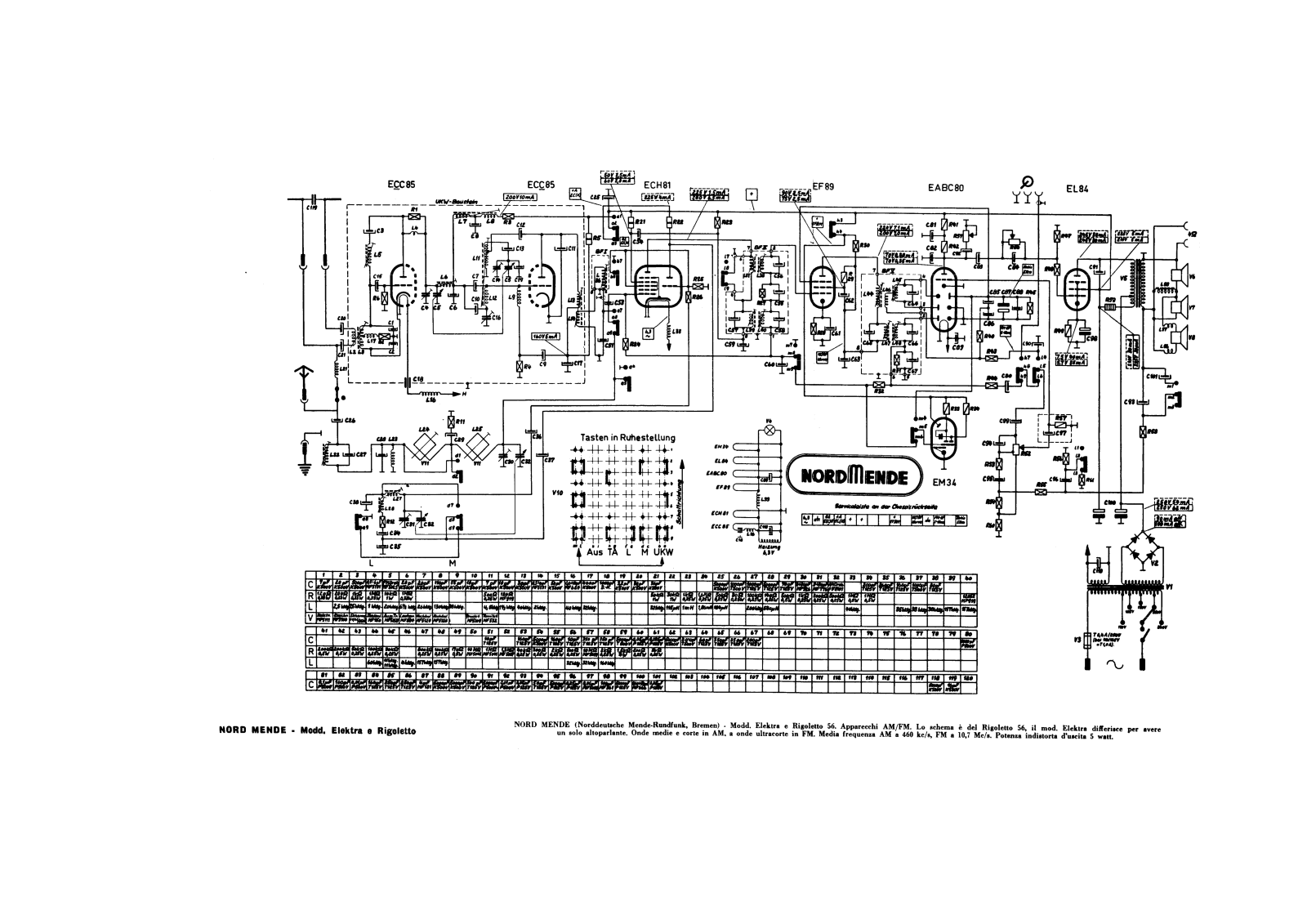 Nordmende Elektra-Rigoletto Schematic