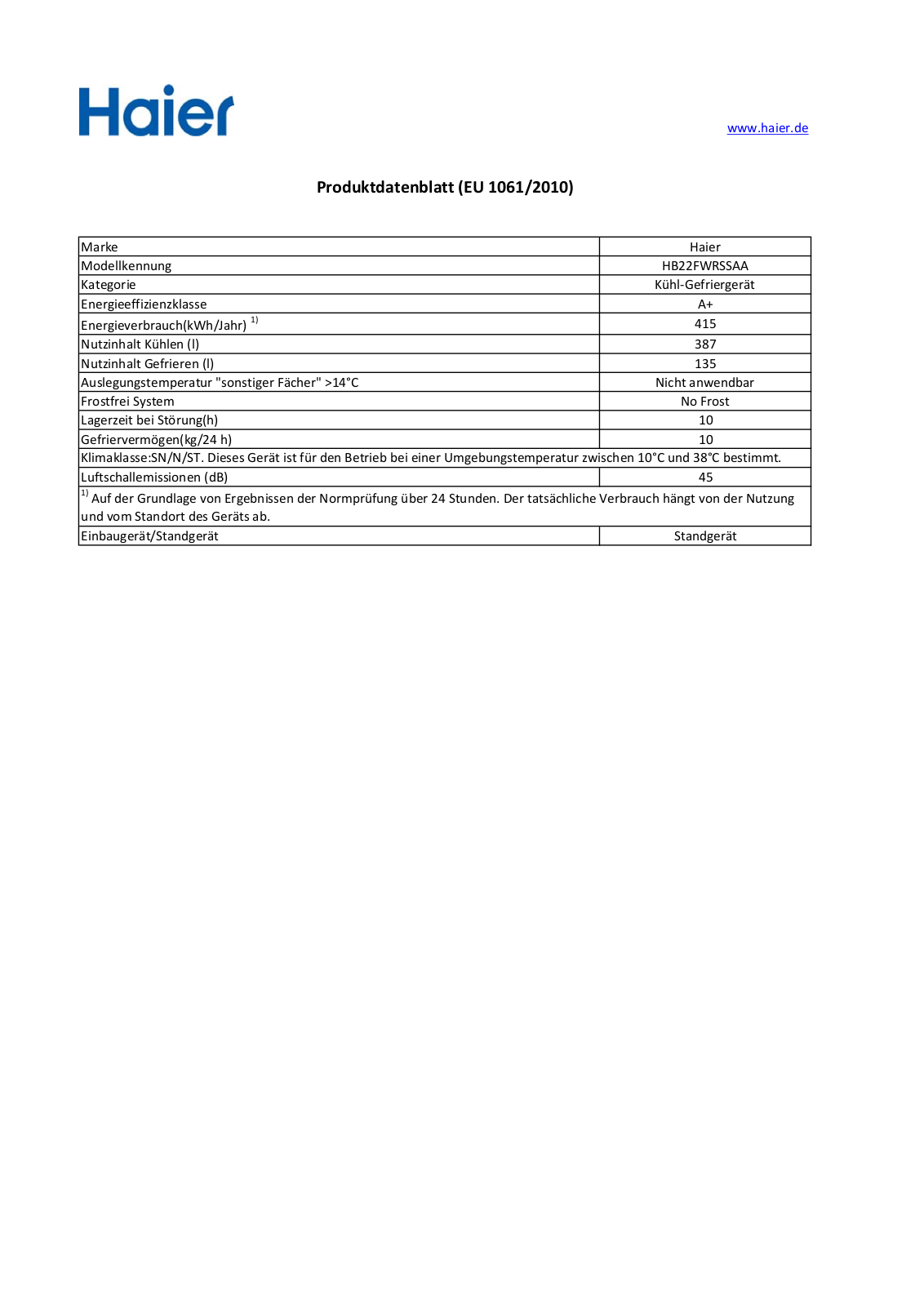 Haier HB22FWRSSAA Service Manual