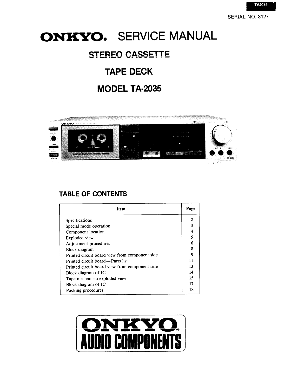 Onkyo TA-2035 Service manual