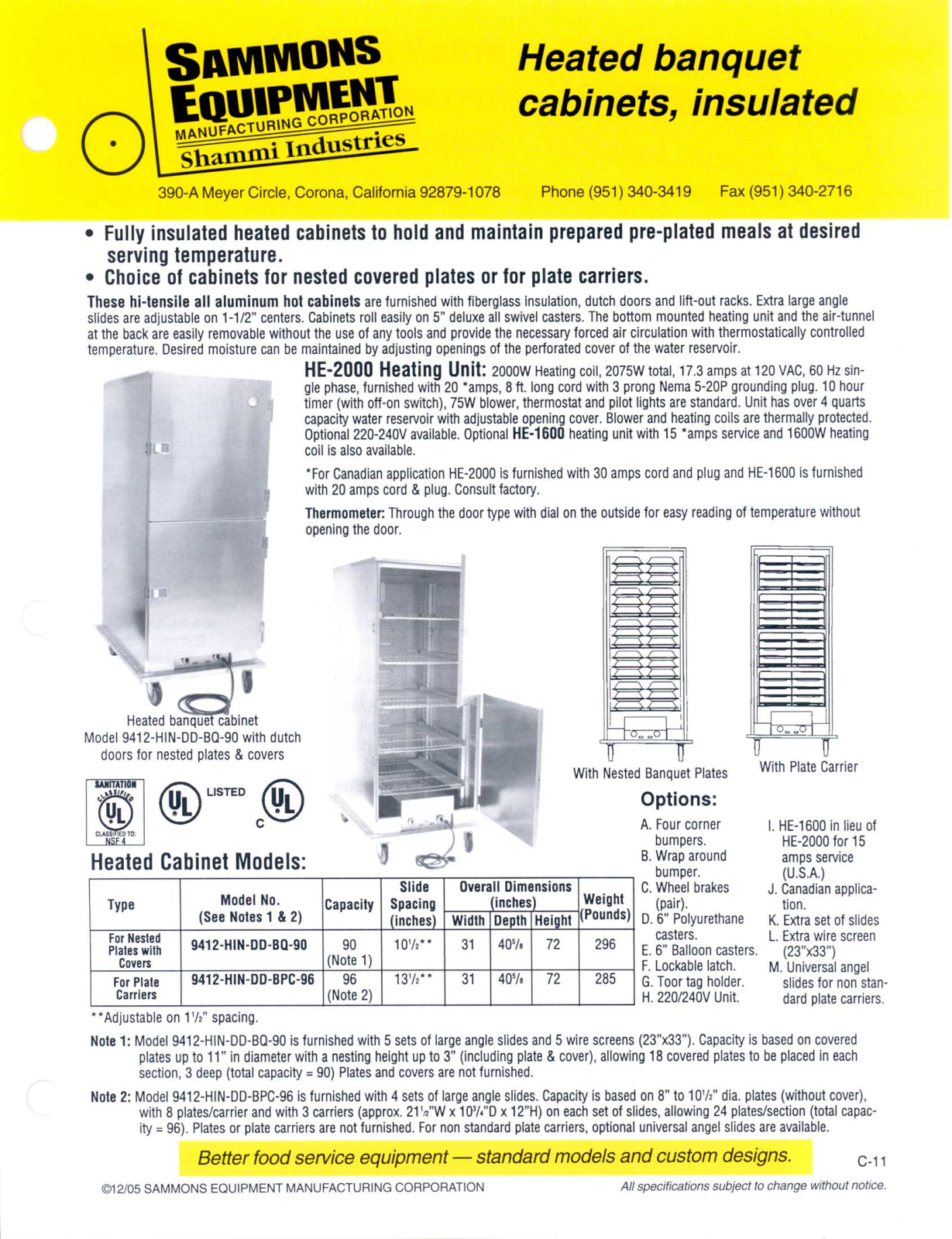 Sammons Equipment 9412-HIN-DD-BQ-90 User Manual