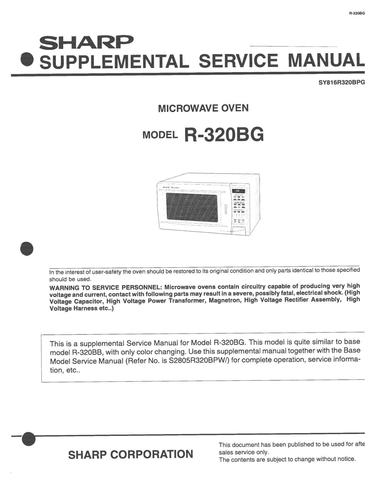 SHARP R320BG Service Manual