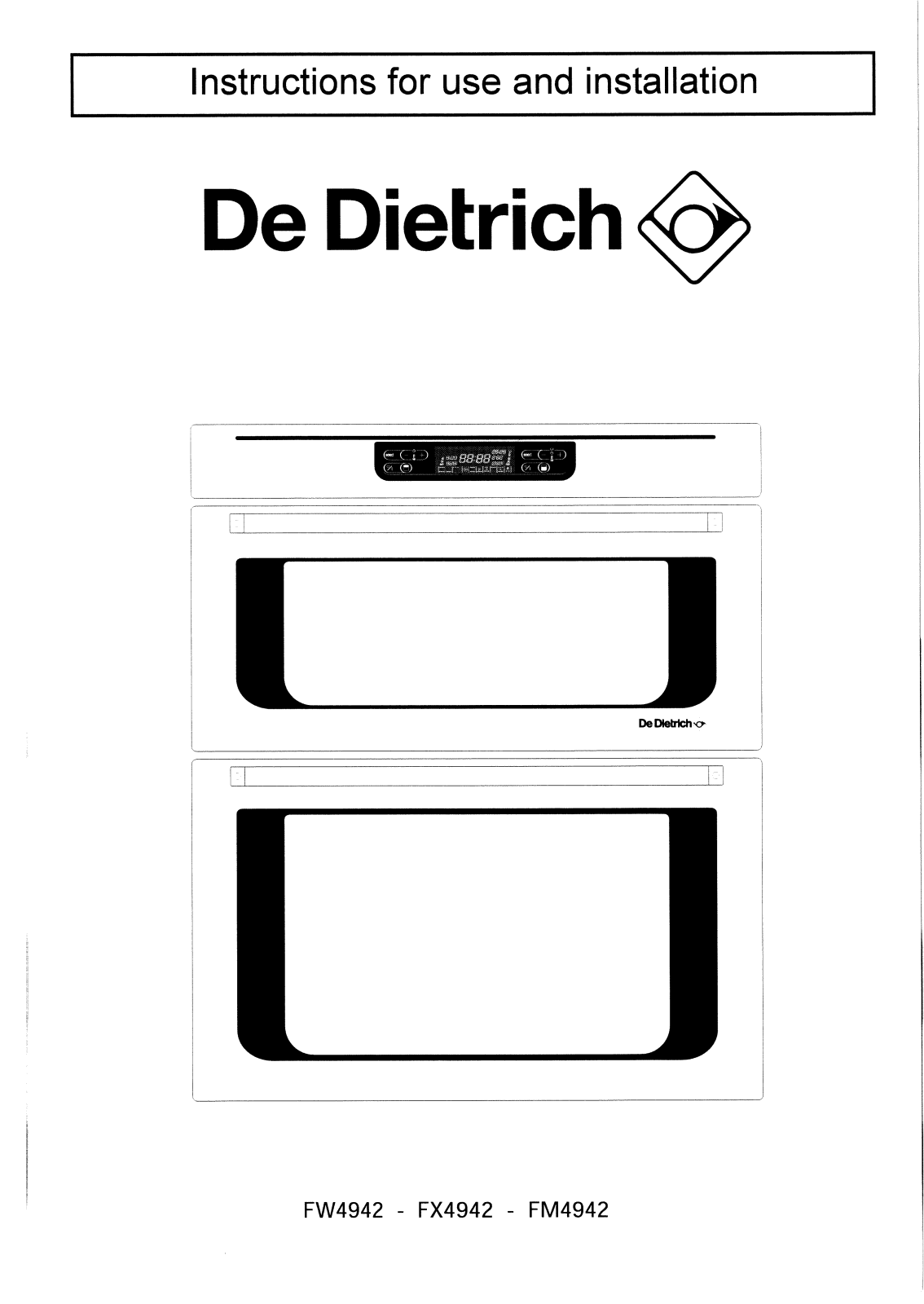 De dietrich FX4942U1, FM4942U1, FW4942U1 User Manual