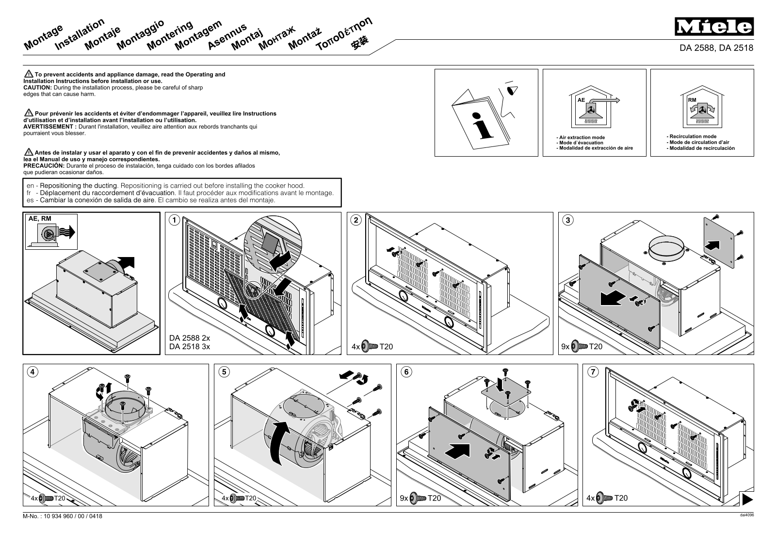 Miele DA2518 Assembly Guide