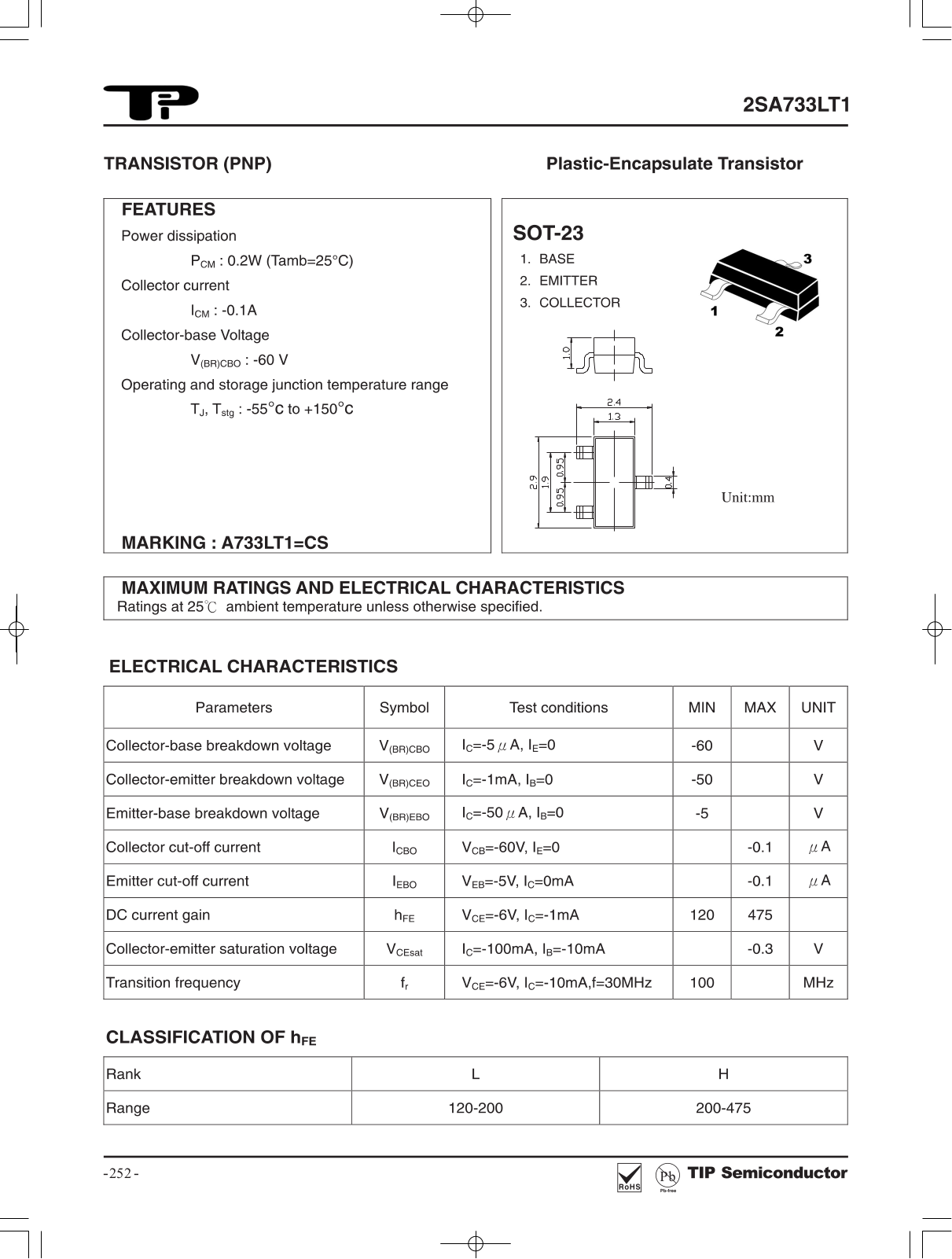 TIP 2SA733LT1 Schematic