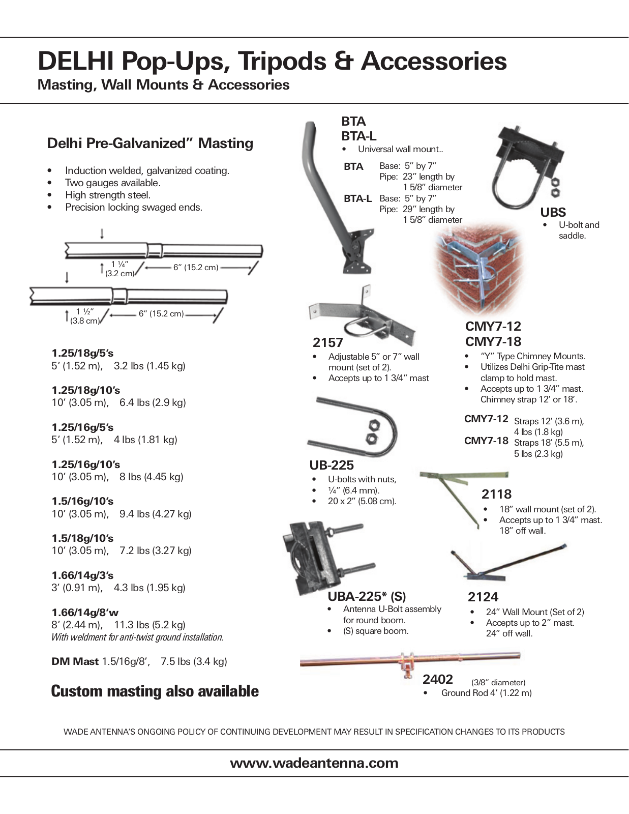 Wade Antenna Mounts  Masting User Manual