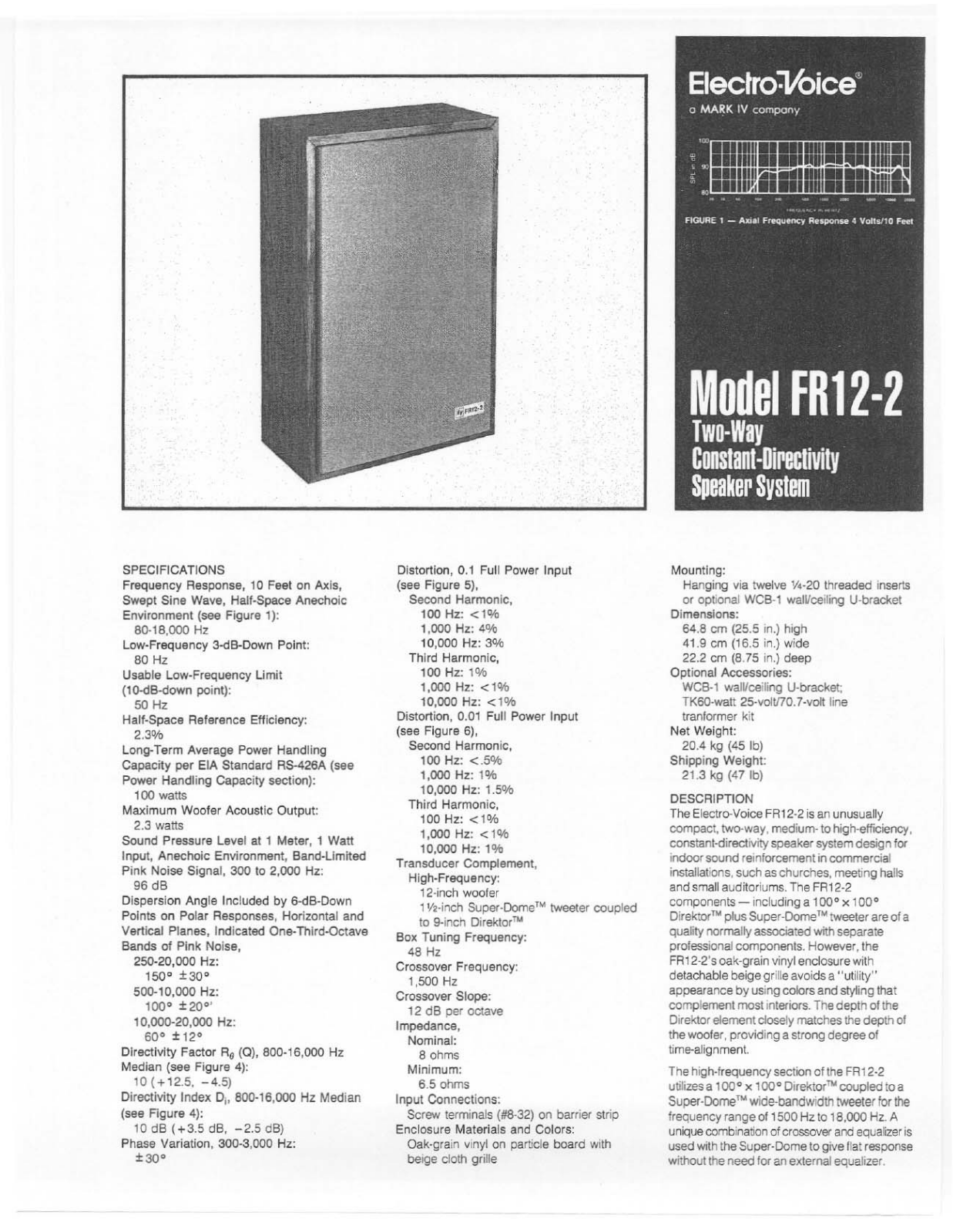 Electro-Voice FR12-2 User Manual