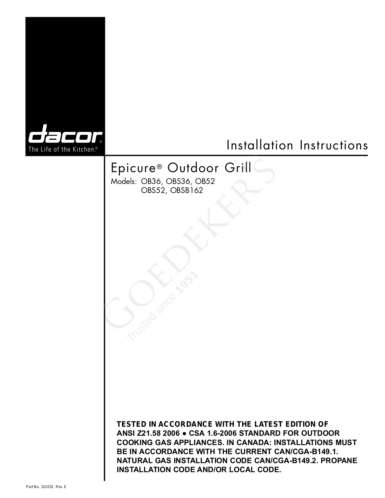 Dacor OBS52, OBS36, OB52, OBSB162 User Manual 5