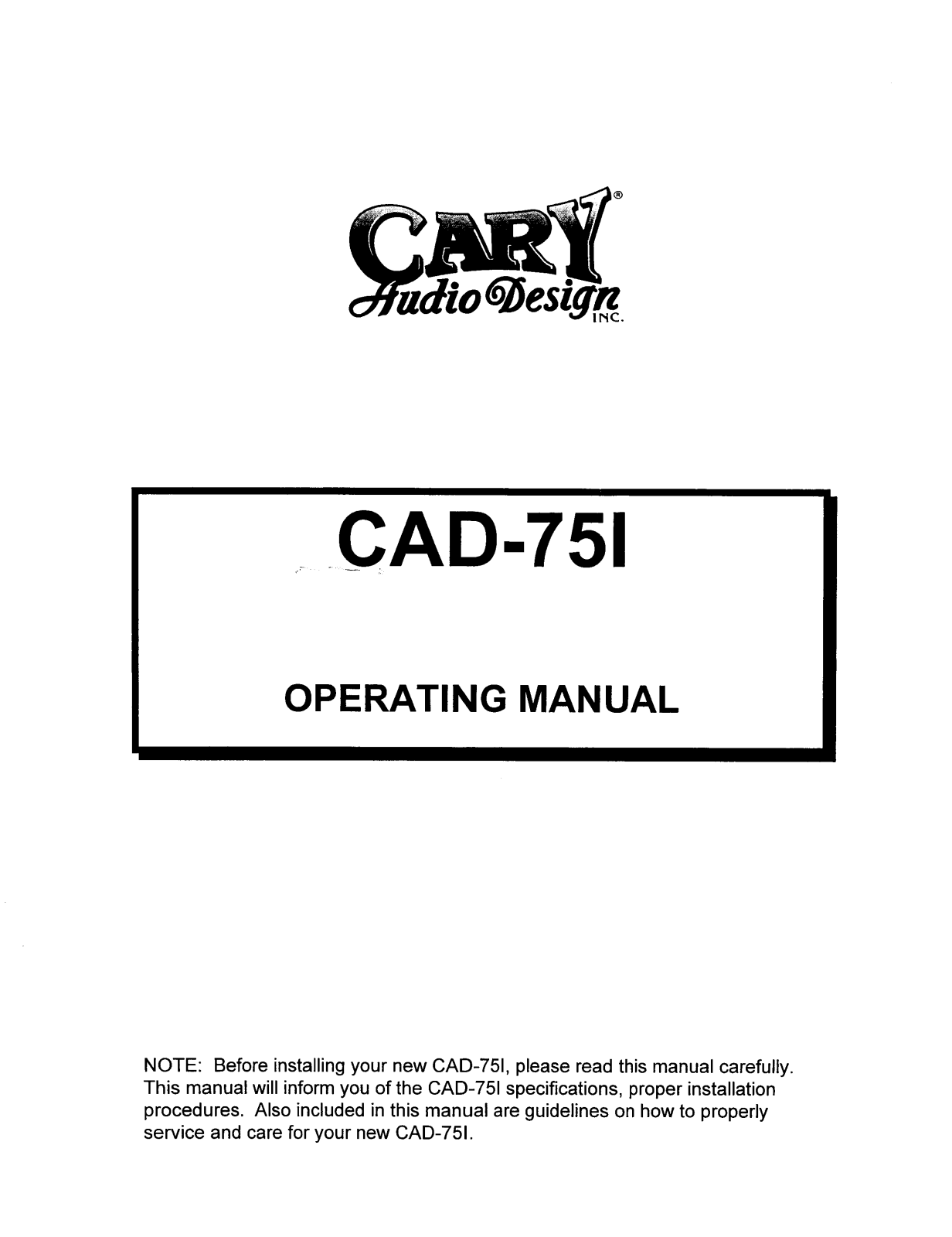 Cary CAD-751 User Manual - ManualMachine.com