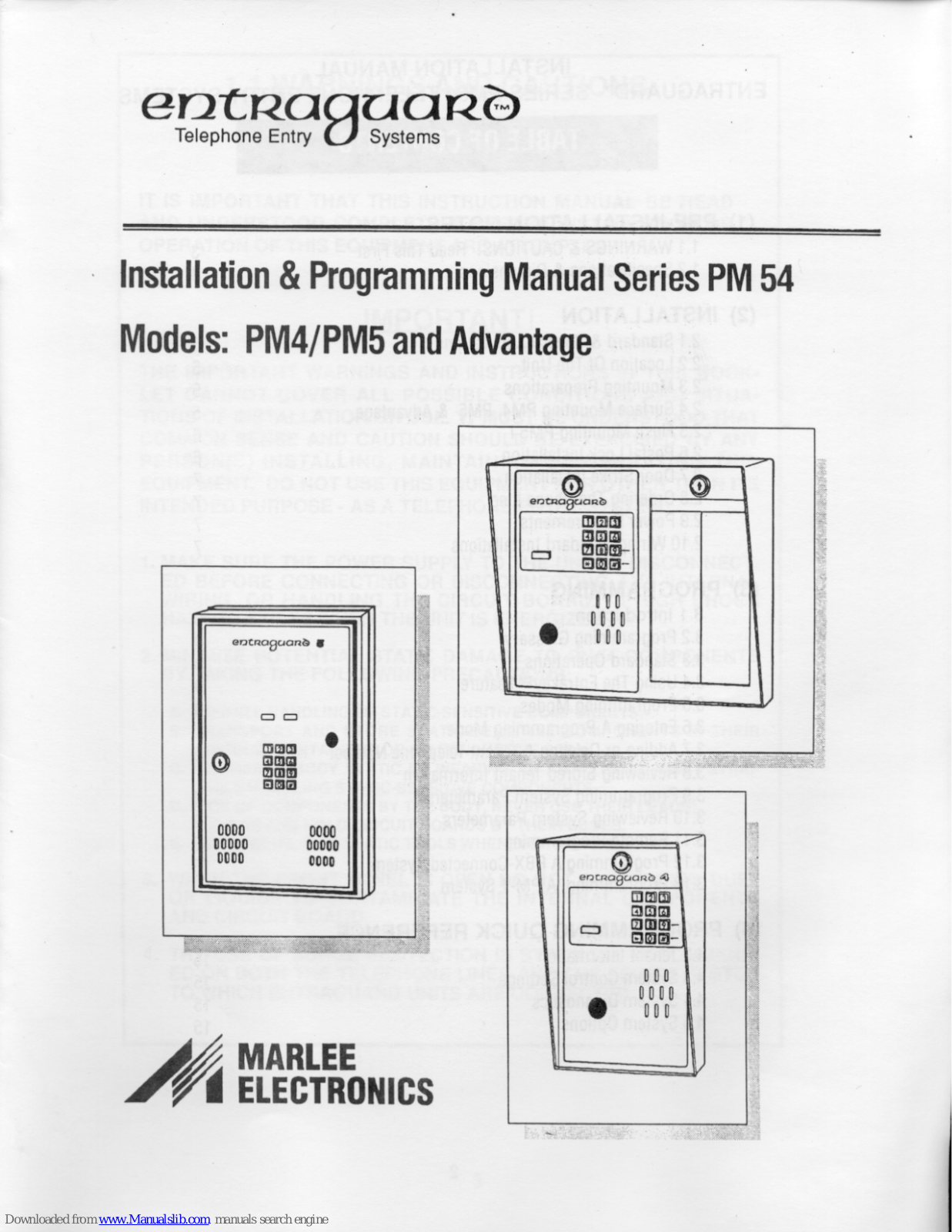 entraguard PM4, PM5 Installation & Programming Manual - ManualMachine.com