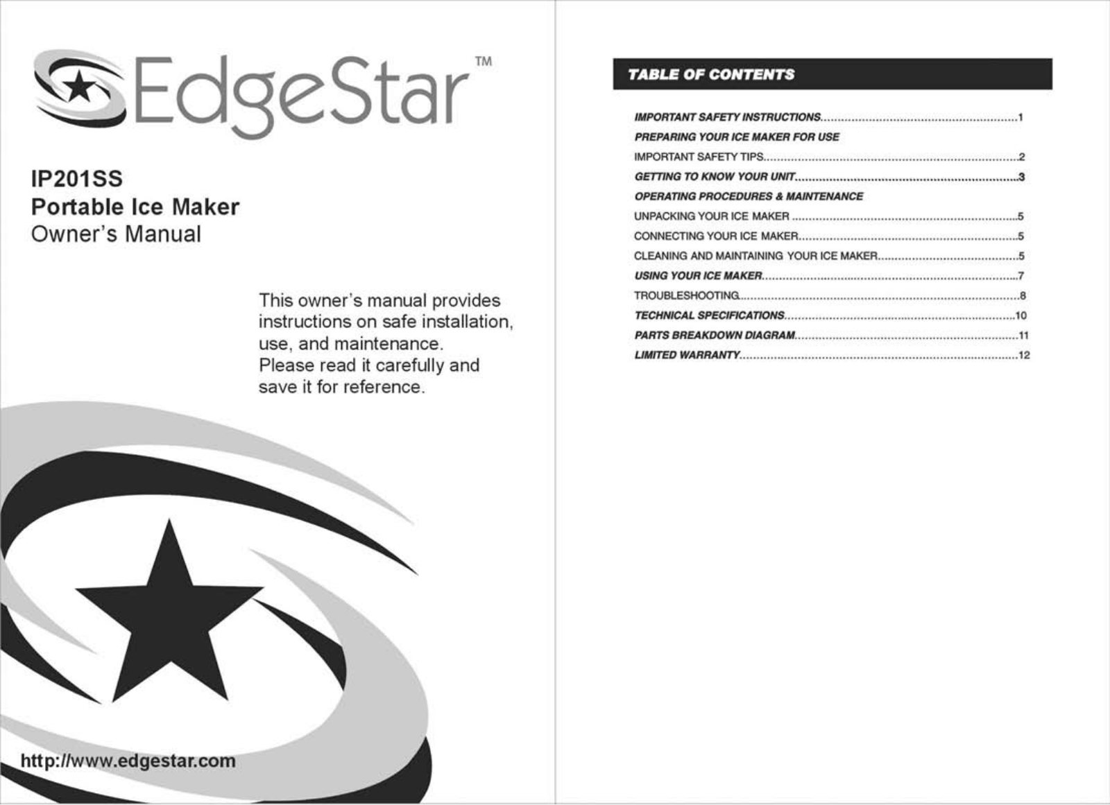 EdgeStar IP201SS User Manual